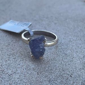 Rough Cut Tanzanite, Sterling Silver Ring